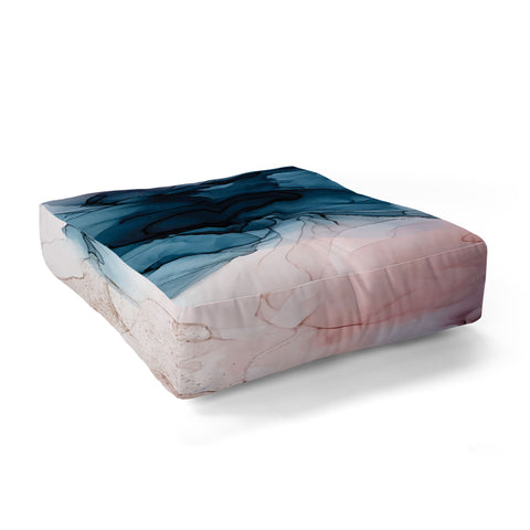 Elizabeth Karlson Pastel Plum Deep Blue Blush and Gold Painting Floor Pillow Square