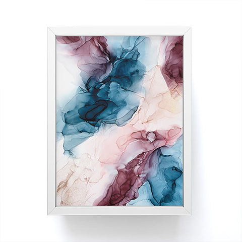 Elizabeth Karlson Pastel Plum Deep Blue Blush and Gold Painting Framed Mini Art Print