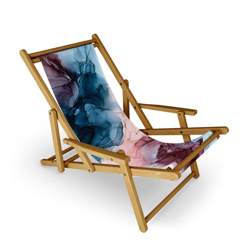 Elizabeth Karlson Pastel Plum Deep Blue Blush and Gold Painting Sling Chair