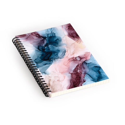 Elizabeth Karlson Pastel Plum Deep Blue Blush and Gold Painting Spiral Notebook