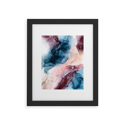 Elizabeth Karlson Pastel Plum Deep Blue Blush and Gold Painting Framed Art Print