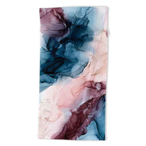 Elizabeth Karlson Pastel Plum Deep Blue Blush and Gold Painting Beach Towel