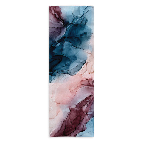 Elizabeth Karlson Pastel Plum Deep Blue Blush and Gold Painting Yoga Towel