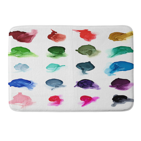 Elizabeth Karlson Rainbow Ink Swatch Splotches Memory Foam Bath Mat