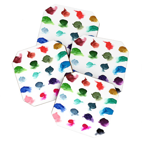 Elizabeth Karlson Rainbow Ink Swatch Splotches Coaster Set