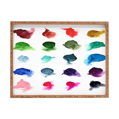 Elizabeth Karlson Rainbow Ink Swatch Splotches Rectangular Tray