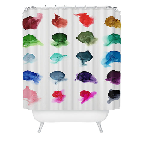 Elizabeth Karlson Rainbow Ink Swatch Splotches Shower Curtain