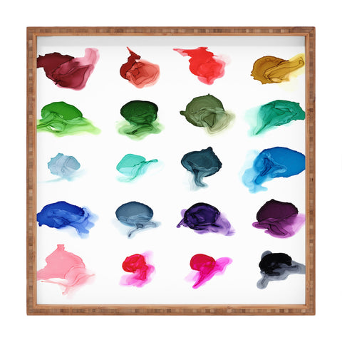 Elizabeth Karlson Rainbow Ink Swatch Splotches Square Tray