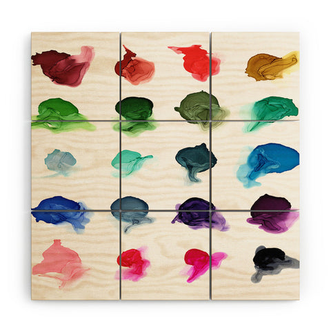 Elizabeth Karlson Rainbow Ink Swatch Splotches Wood Wall Mural