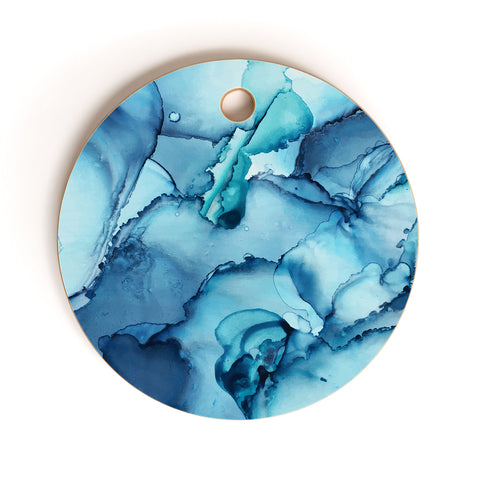 Elizabeth Karlson The Blue Abyss Abstract Cutting Board Round