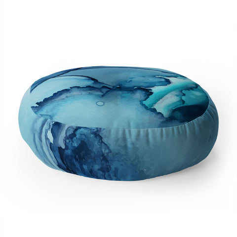 Elizabeth Karlson The Blue Abyss Abstract Floor Pillow Round
