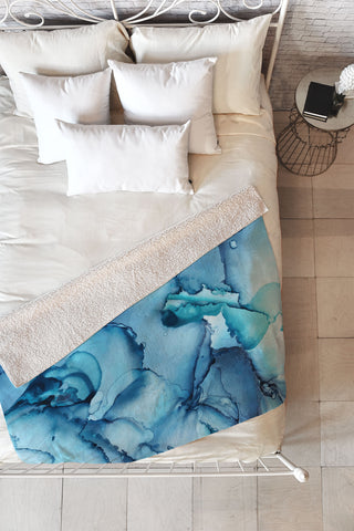 Elizabeth Karlson The Blue Abyss Abstract Fleece Throw Blanket