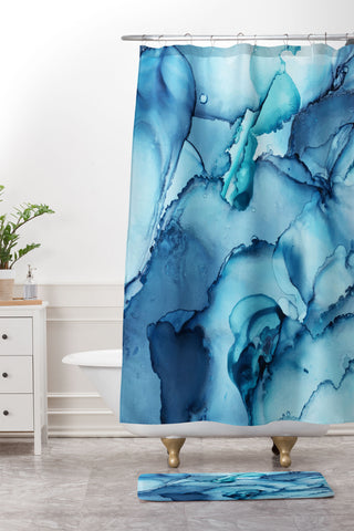 Elizabeth Karlson The Blue Abyss Abstract Shower Curtain And Mat