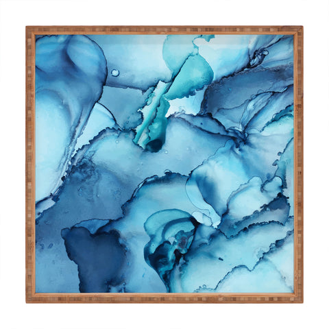 Elizabeth Karlson The Blue Abyss Abstract Square Tray