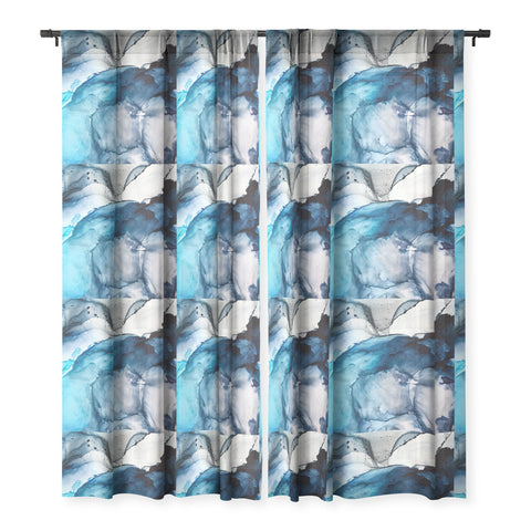 Elizabeth Karlson White Sand Blue Sea Sheer Window Curtain