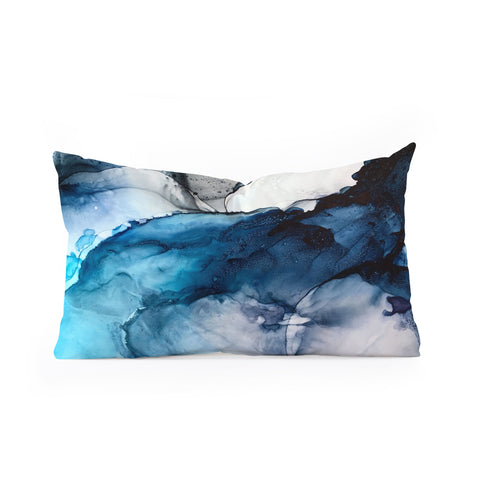 Elizabeth Karlson White Sand Blue Sea Oblong Throw Pillow