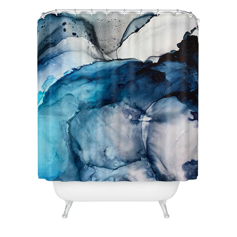 Elizabeth Karlson White Sand Blue Sea Shower Curtain