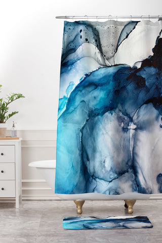 Elizabeth Karlson White Sand Blue Sea Shower Curtain And Mat
