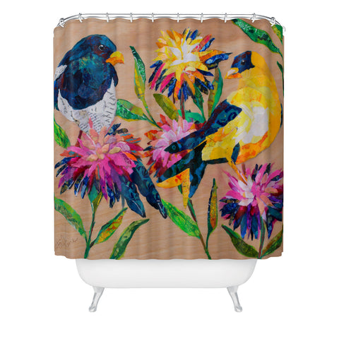 Elizabeth St Hilaire Birds and Blooms Shower Curtain