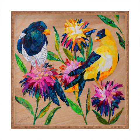Elizabeth St Hilaire Birds and Blooms Square Tray