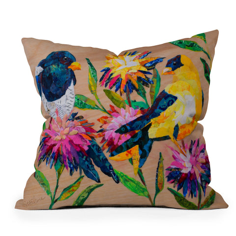 Elizabeth St Hilaire Birds and Blooms Throw Pillow
