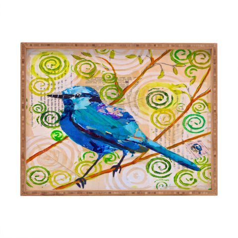 Elizabeth St Hilaire Blue Bird of Happiness Rectangular Tray