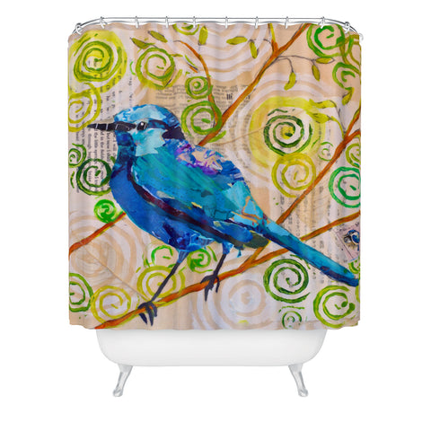 Elizabeth St Hilaire Blue Bird of Happiness Shower Curtain