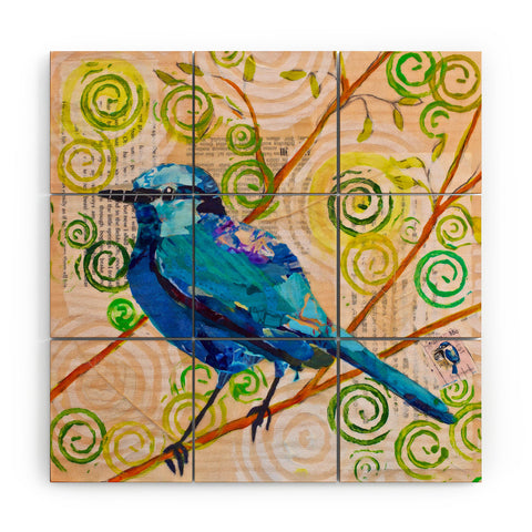 Elizabeth St Hilaire Blue Bird of Happiness Wood Wall Mural