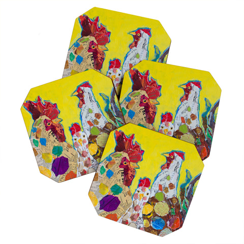 Elizabeth St Hilaire Chicken Family Coaster Set