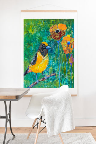Elizabeth St Hilaire Finch With Poppies Art Print And Hanger