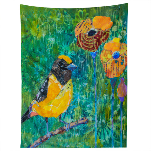 Elizabeth St Hilaire Finch With Poppies Tapestry
