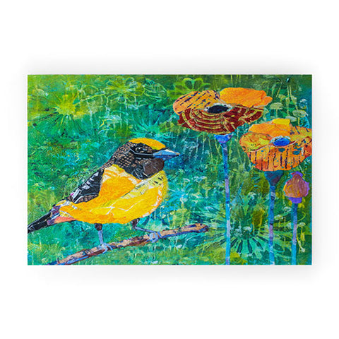 Elizabeth St Hilaire Finch With Poppies Welcome Mat