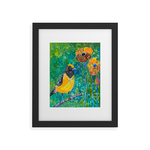 Elizabeth St Hilaire Finch With Poppies Framed Art Print