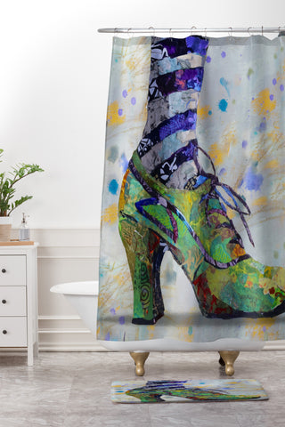 Elizabeth St Hilaire Green Witch Shoe Study Shower Curtain And Mat
