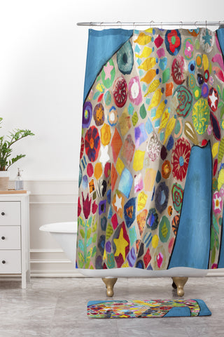Elizabeth St Hilaire Jaipur Painted Elephant Shower Curtain And Mat