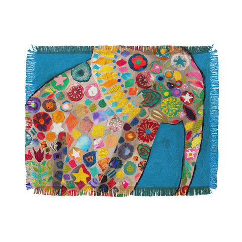 Elizabeth St Hilaire Jaipur Painted Elephant Throw Blanket