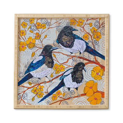 Elizabeth St Hilaire Magpies And Yellow Blossoms Framed Wall Art
