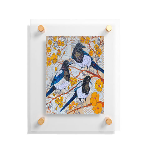 Elizabeth St Hilaire Magpies And Yellow Blossoms Floating Acrylic Print