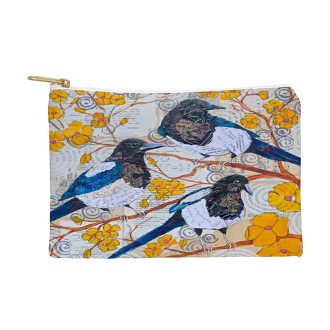 Elizabeth St Hilaire Magpies And Yellow Blossoms Pouch