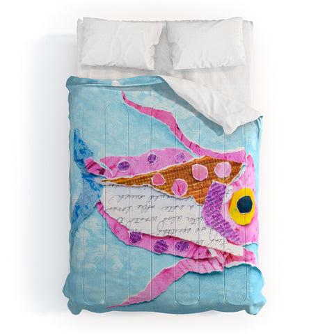 Elizabeth St Hilaire Trigger Fish On Blue Comforter