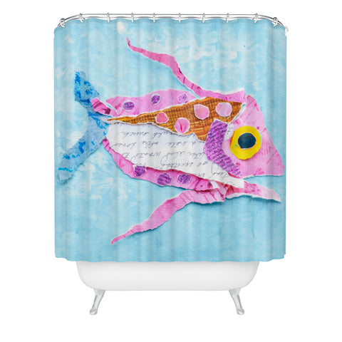 Elizabeth St Hilaire Trigger Fish On Blue Shower Curtain