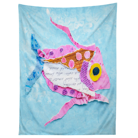 Elizabeth St Hilaire Trigger Fish On Blue Tapestry