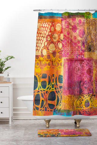 Elizabeth St Hilaire Warm Wallpaper Shower Curtain And Mat