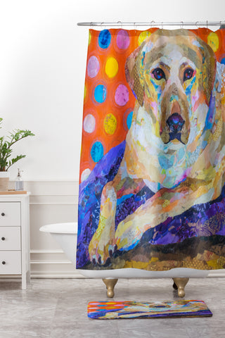Elizabeth St Hilaire Yellow Lab Shower Curtain And Mat