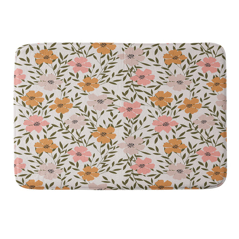 Emanuela Carratoni 70s Floral Theme Memory Foam Bath Mat