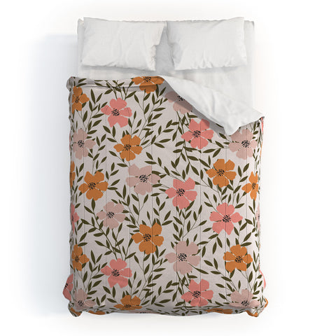 Emanuela Carratoni 70s Floral Theme Comforter
