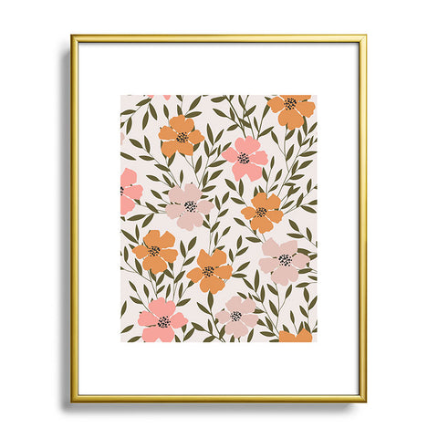 Emanuela Carratoni 70s Floral Theme Metal Framed Art Print
