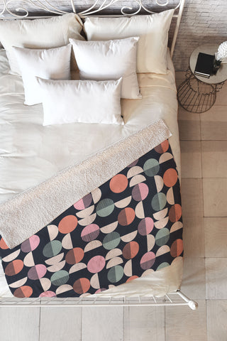 Emanuela Carratoni Abstract Moon Pattern Fleece Throw Blanket
