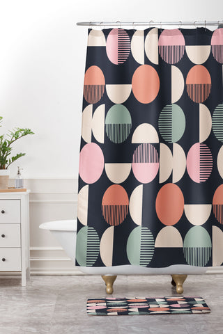 Emanuela Carratoni Abstract Moon Pattern Shower Curtain And Mat