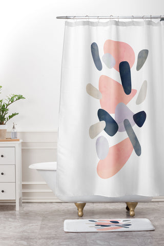 Emanuela Carratoni Abstract Pastel Terrazzo Shower Curtain And Mat